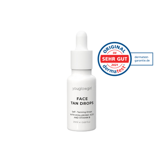 Youglowgirl Face Tan Drops Selbstbräuner 20ml, Dermatest zertifiziert, Hyaluronsäure, Vitamin B
